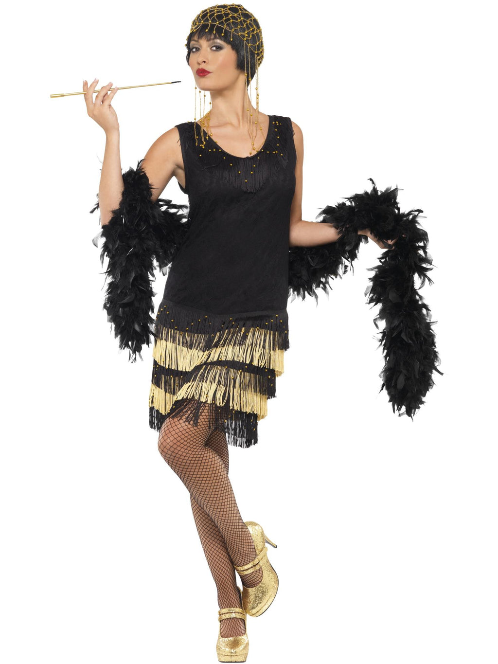 20s Fringed Flapper Costume, Black 1