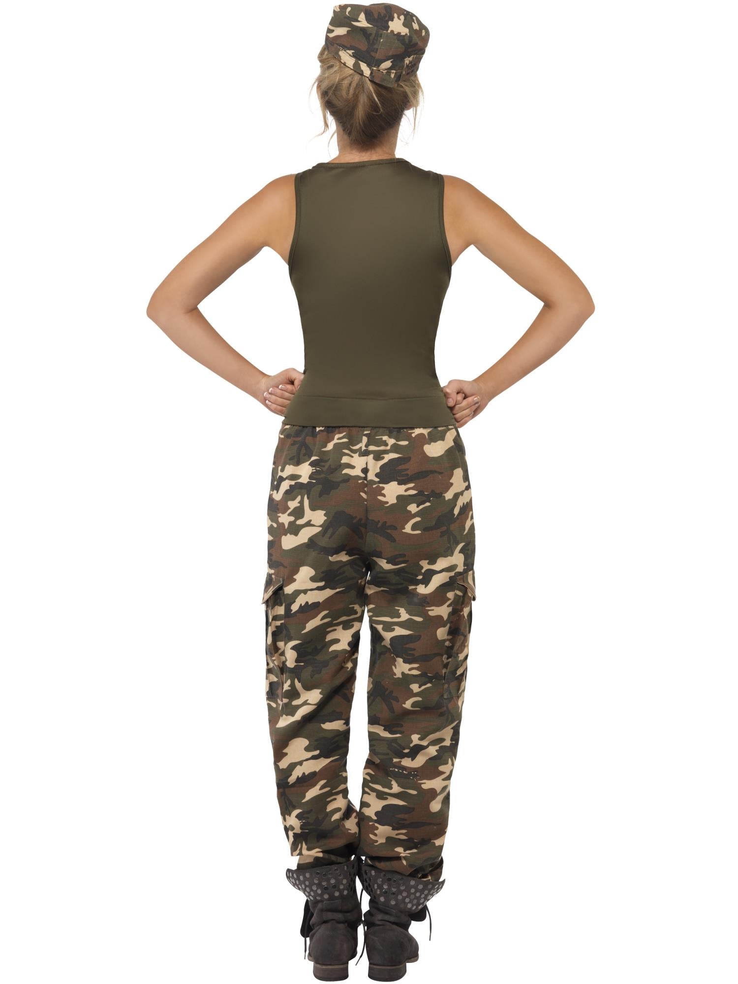 Deluxe Khaki Camo Costume, Female, Khaki Green 2