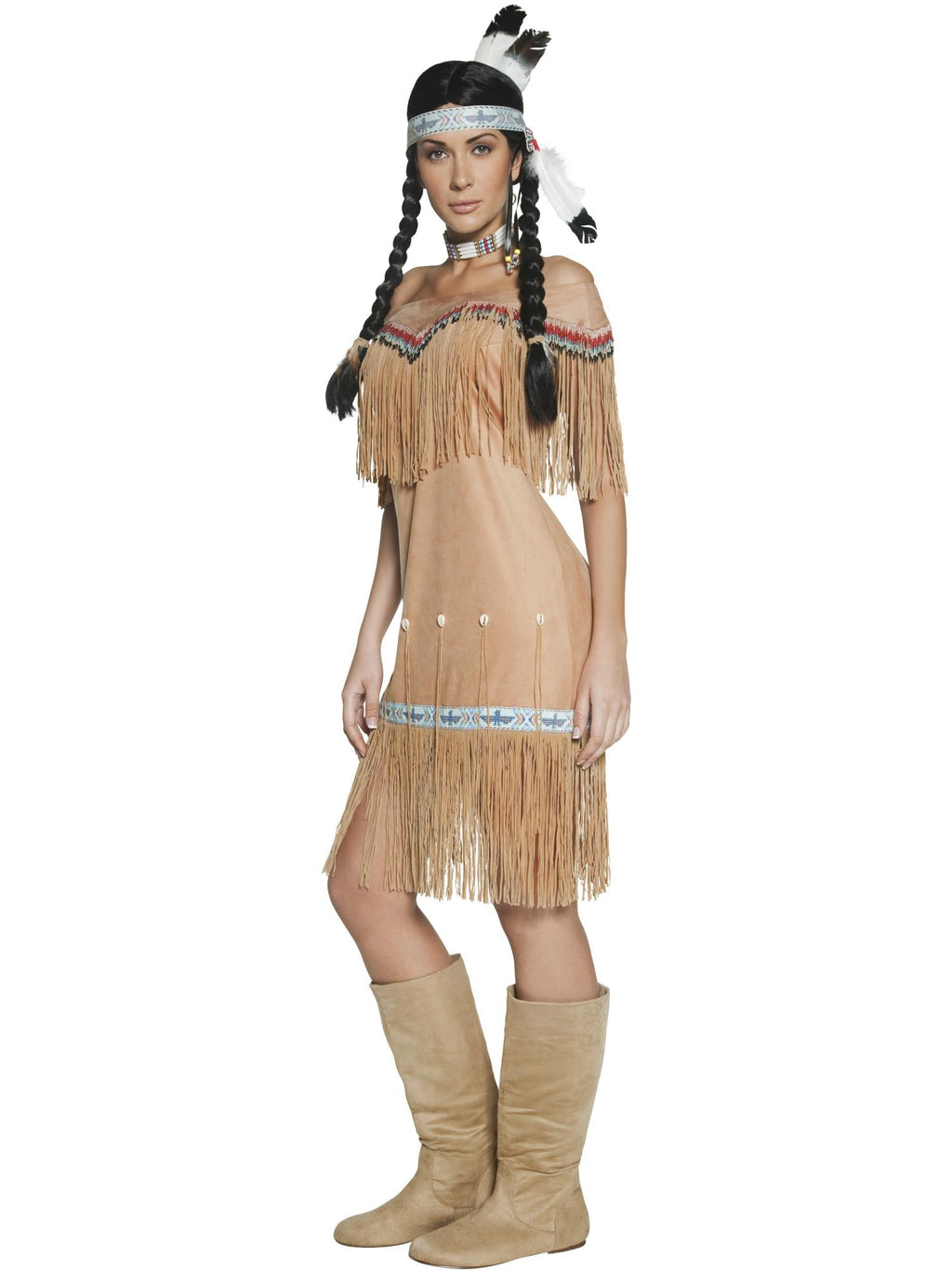 DeluxeNative American Inspired Lady Costume, Beige 2