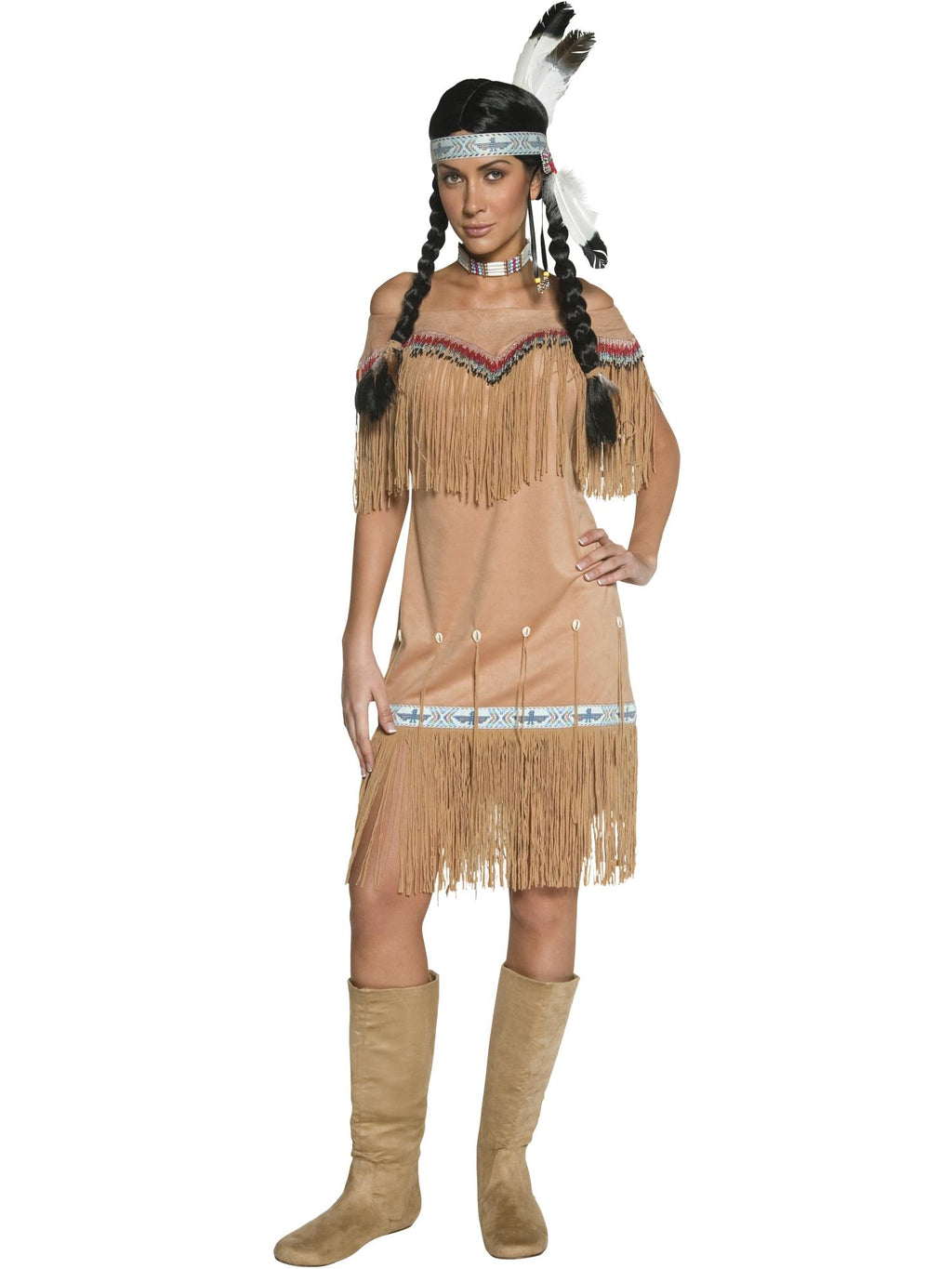 DeluxeNative American Inspired Lady Costume, Beige 1