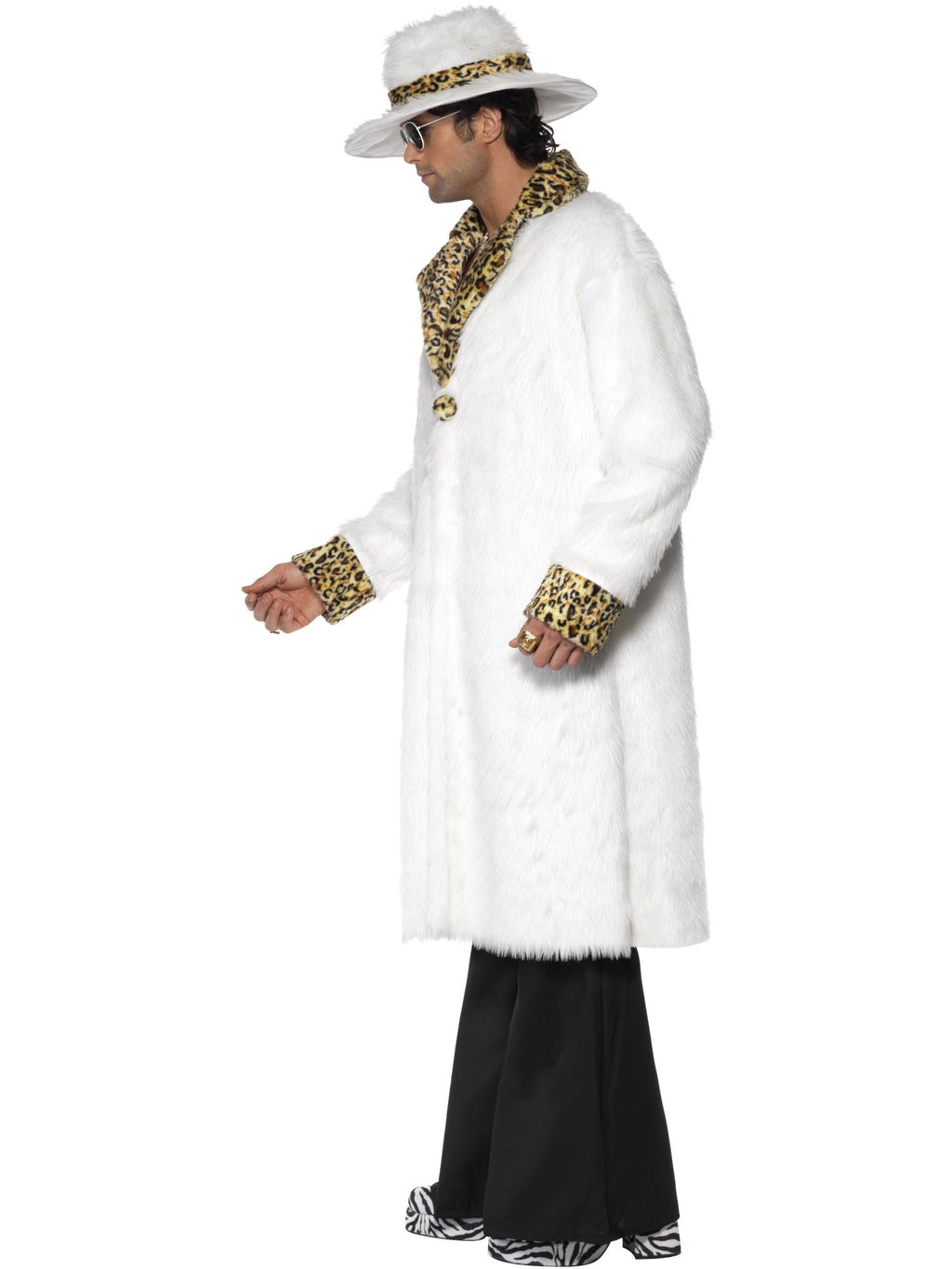 Pimp Costume, White and Leopard Skin, White 3