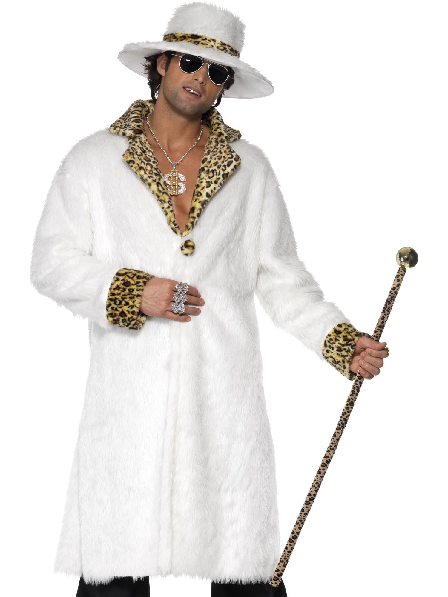 Pimp Costume, White and Leopard Skin, White 1
