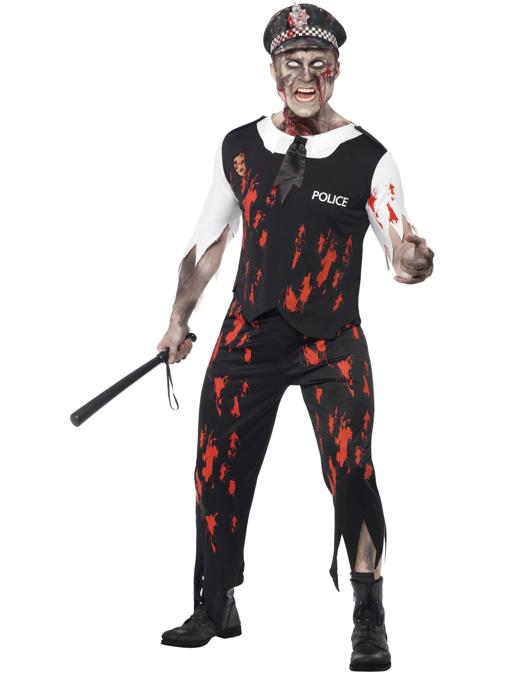 Zombie Policeman Costume, Black 1