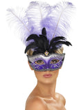 Venetian Colombina Eyemask with Multicolour Plume, 1