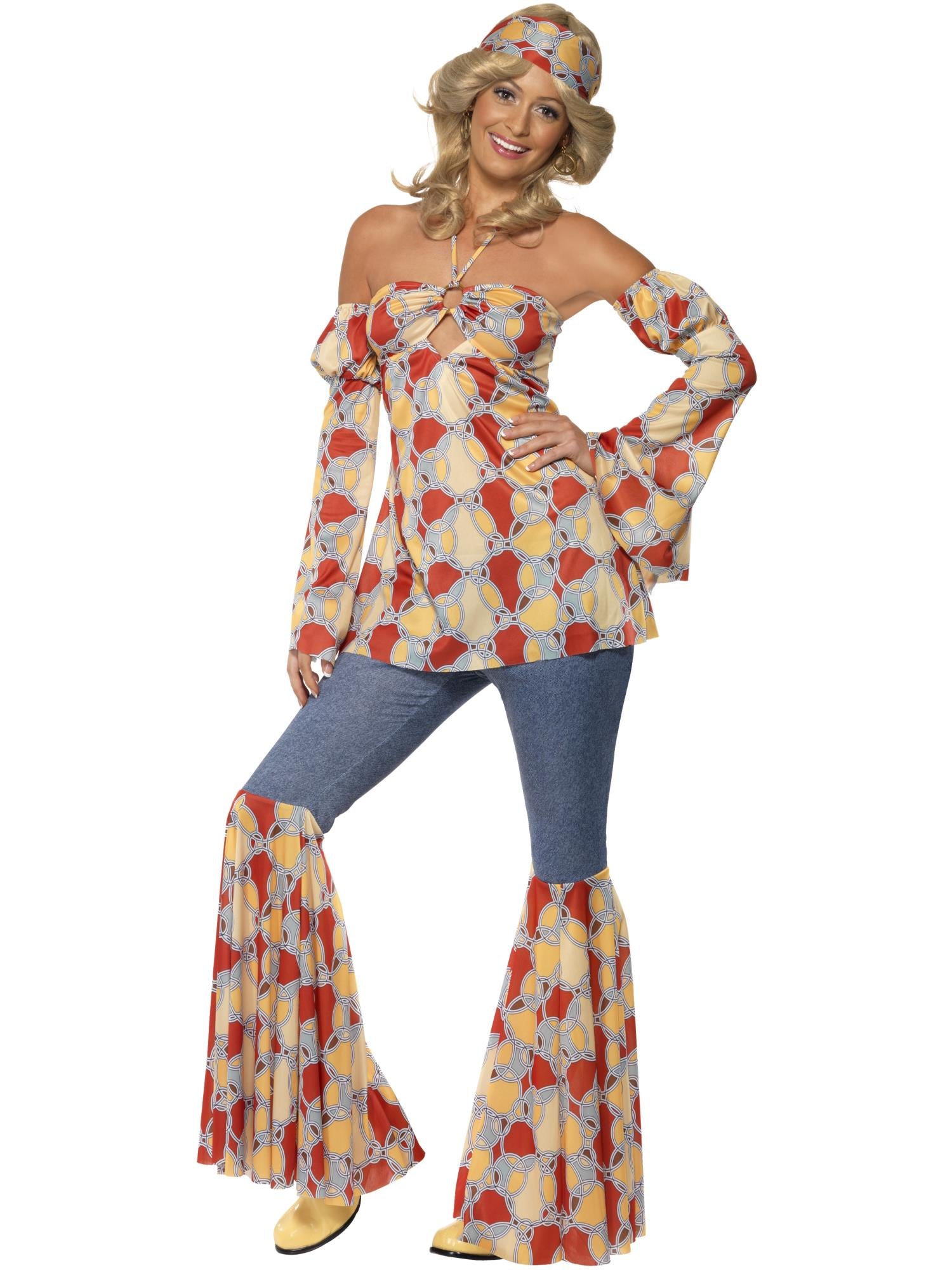 Vintage Hippy 70s Costume, Multi-Coloured 1