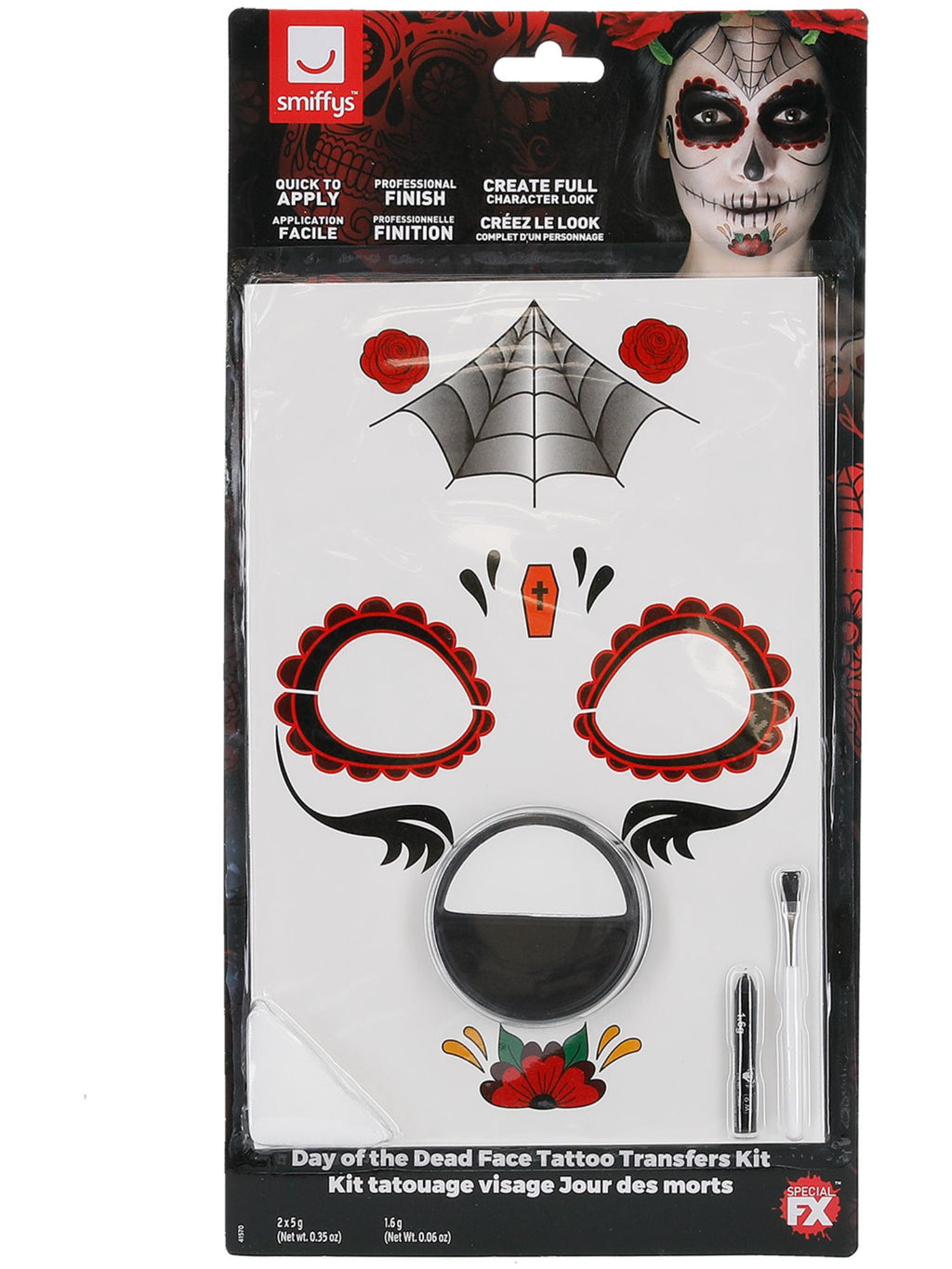Smiffys Make-Up FX, Day of the Dead Kit, Aqua, Red 2