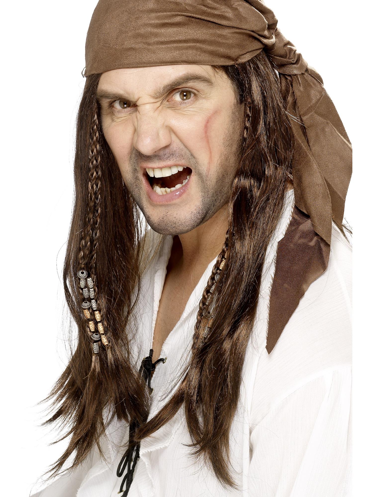 Buccaneer Pirate Wig, Brown 1