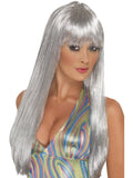 Glitter Disco Wig, Silver 1