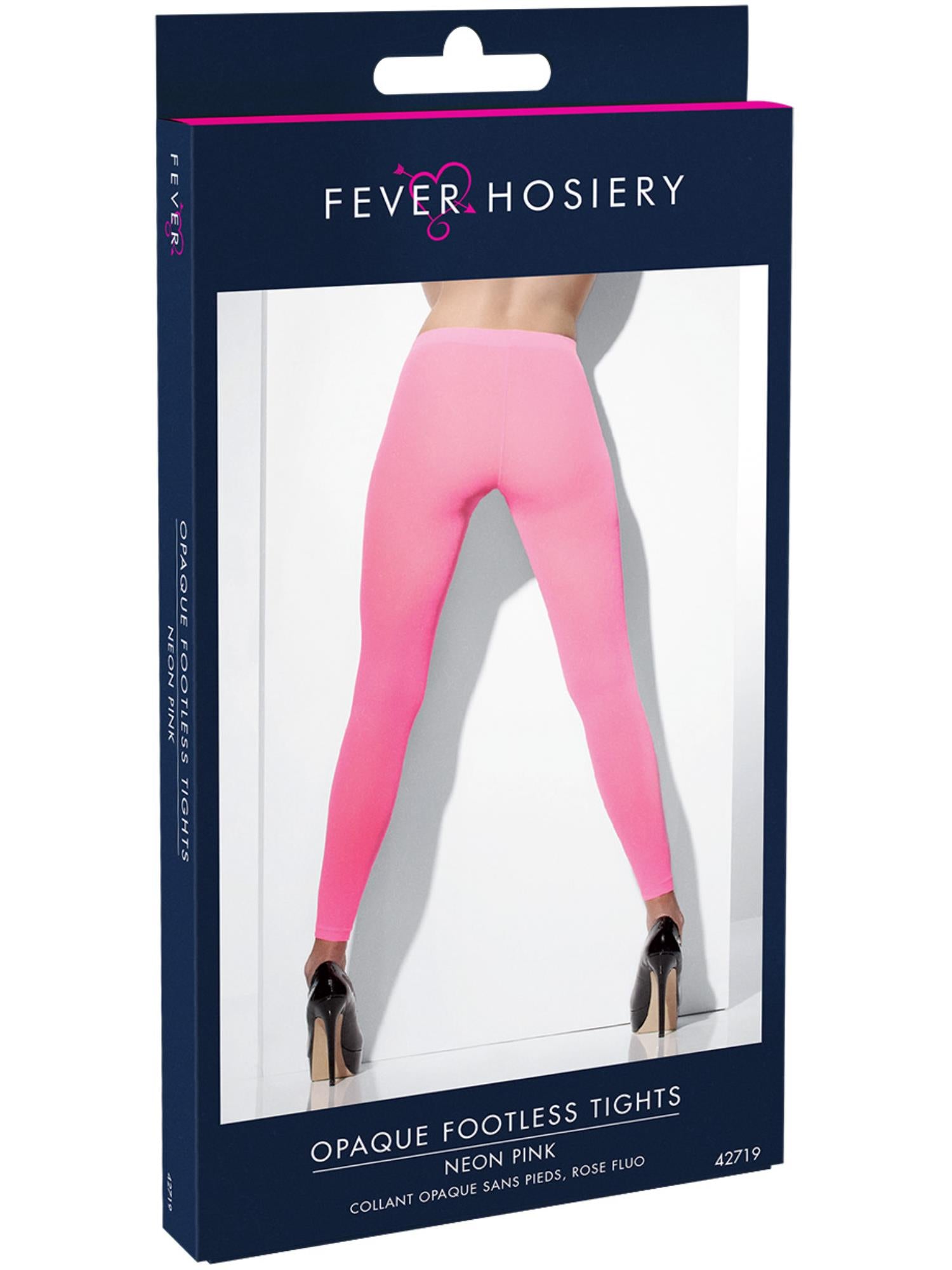 Opaque Footless Tights, Neon Pink 2