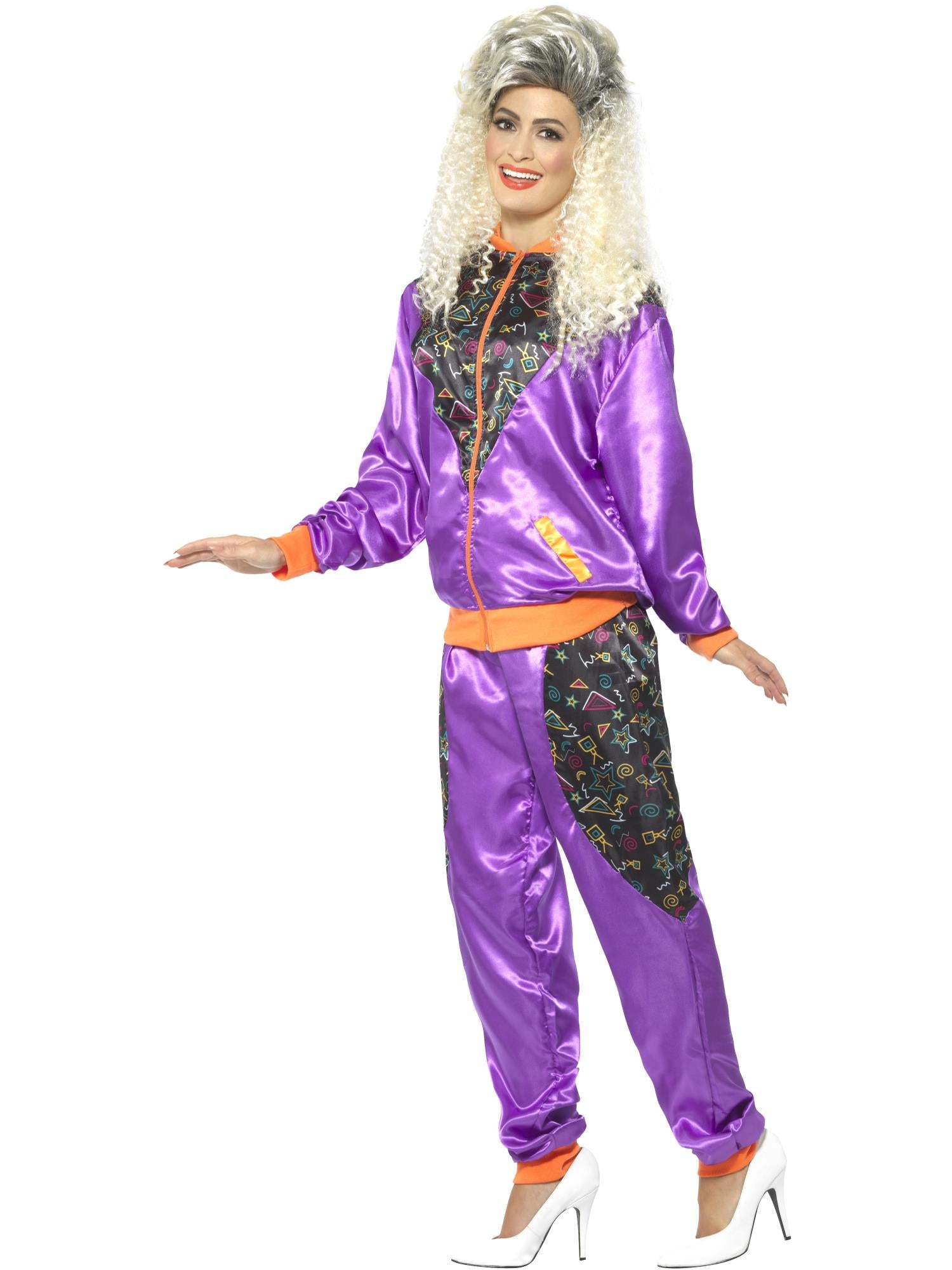 Retro Shell Suit Costume, Ladies, Purple 3