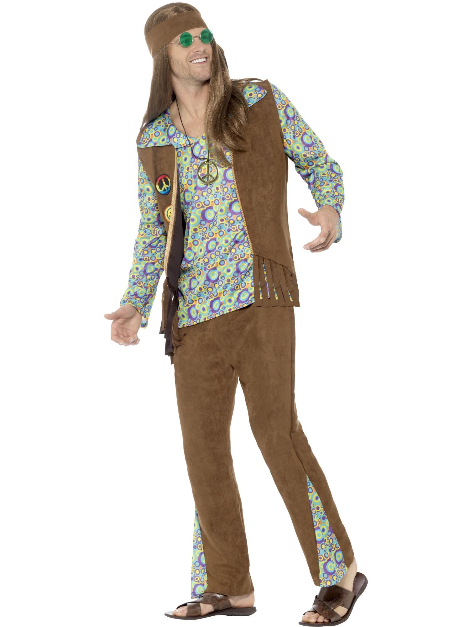 60s Hippie Costume, with Trousers, Top, Waistcoat, 3
