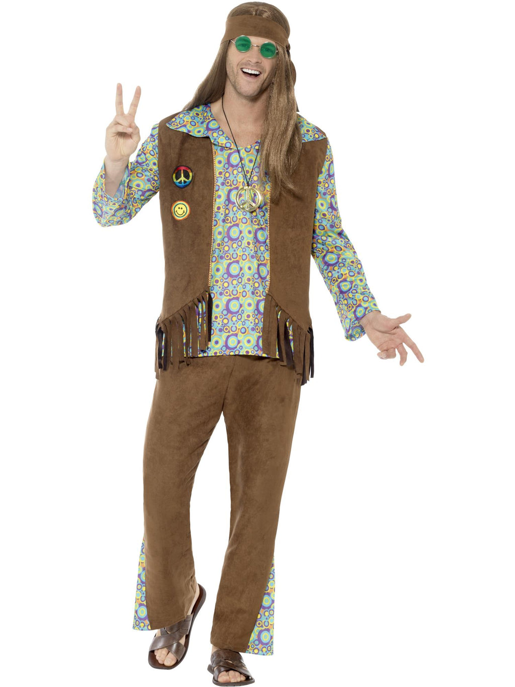 60s Hippie Costume, with Trousers, Top, Waistcoat, 1