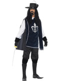 Musketeer Male Costume, with Top, Hat, Navy 1