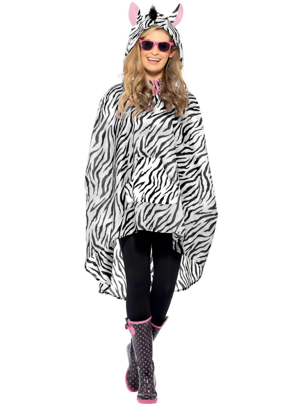 Zebra Party Poncho, Black & White 1