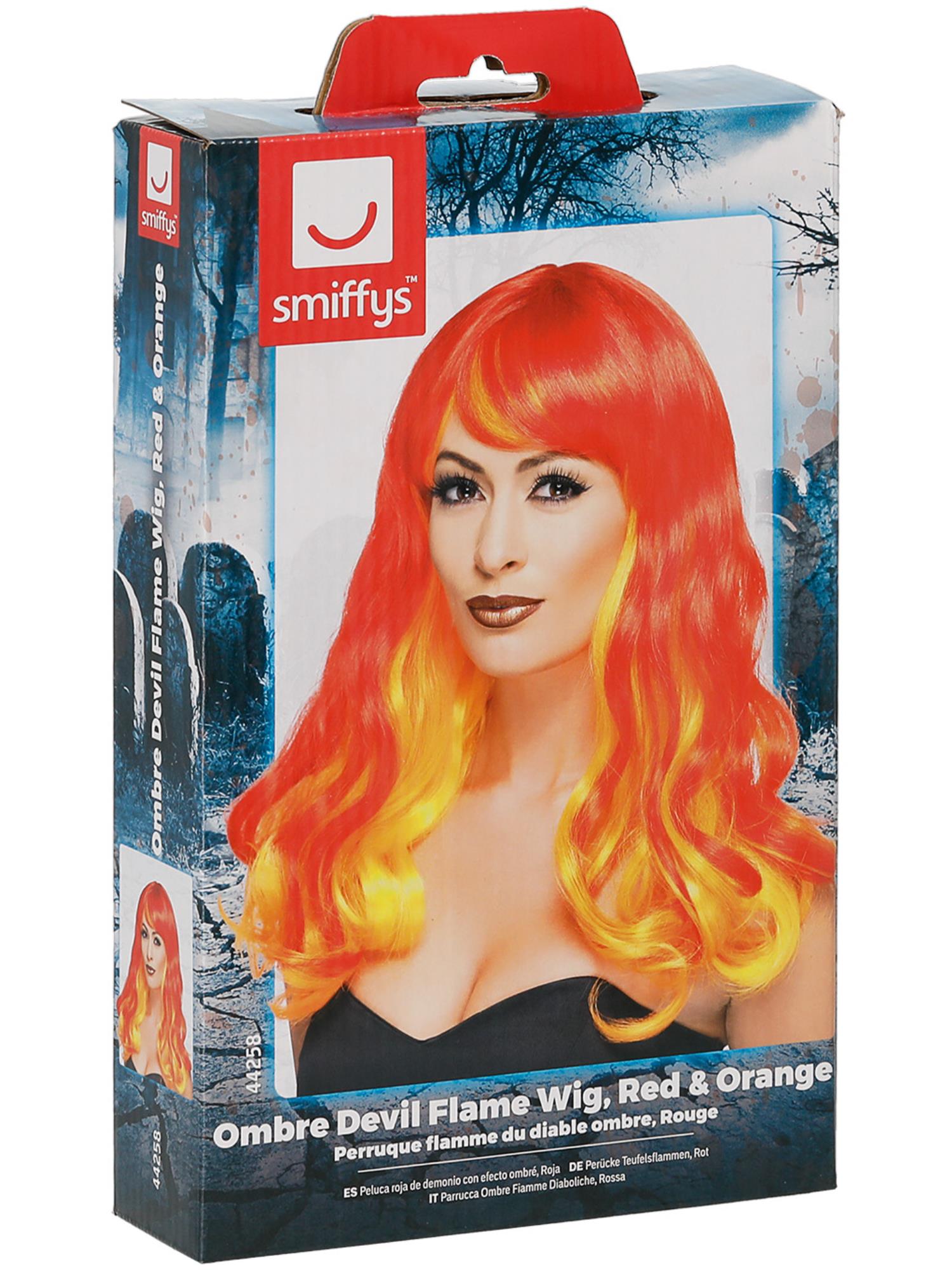 Ombre Devil Flame Wig, Red & Orange 2