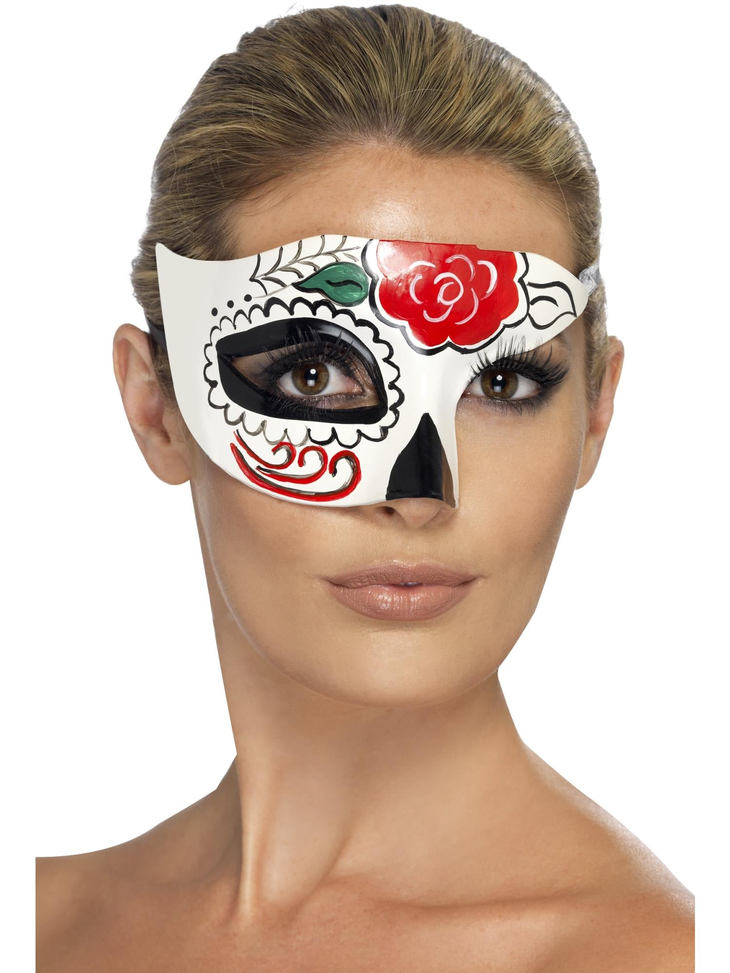 Day of the Dead Half Eye Mask, White 1