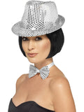 Sequin Trilby Hat, Silver 1