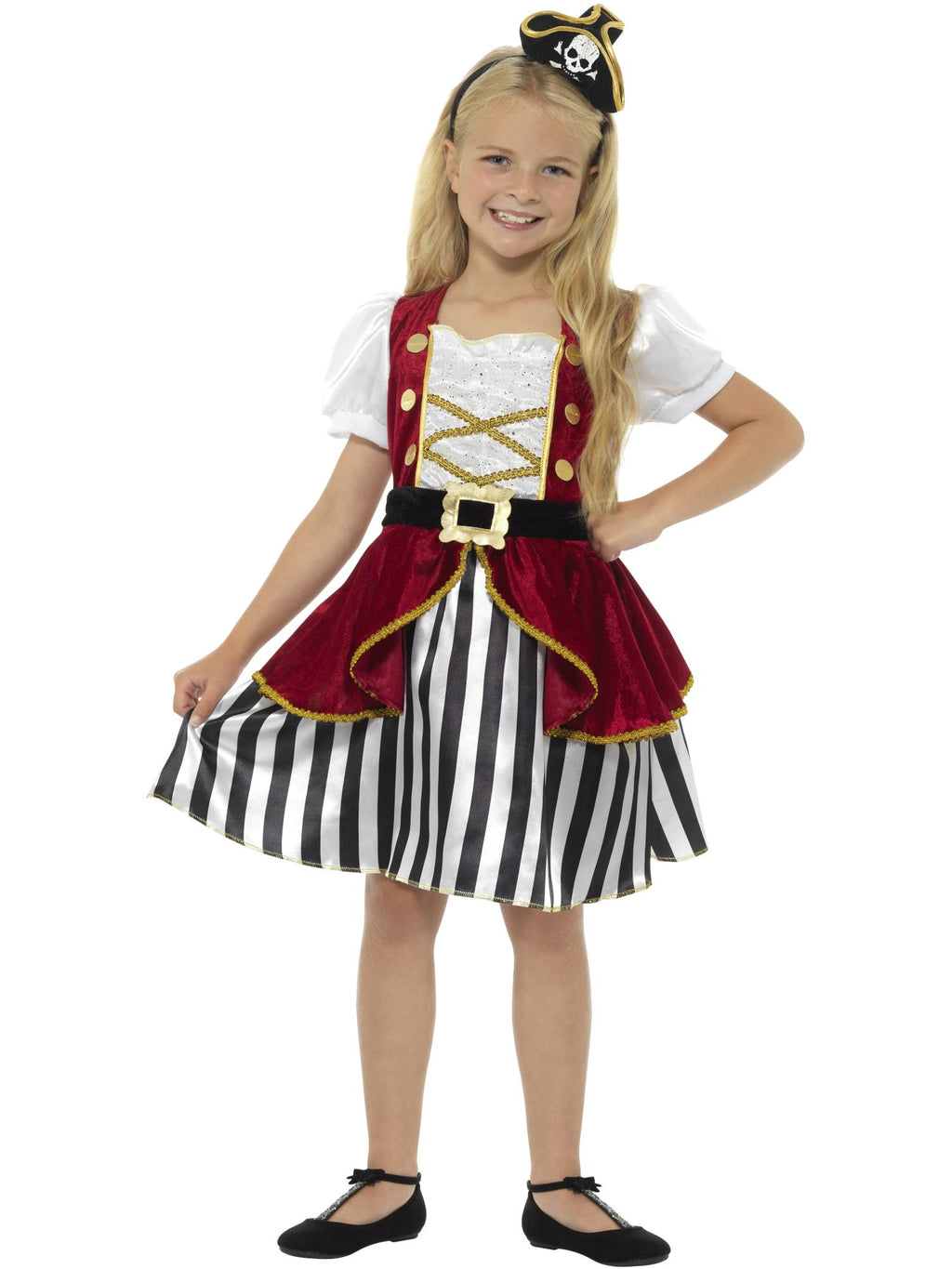 Deluxe Pirate Girl Costume, Red & Black 1