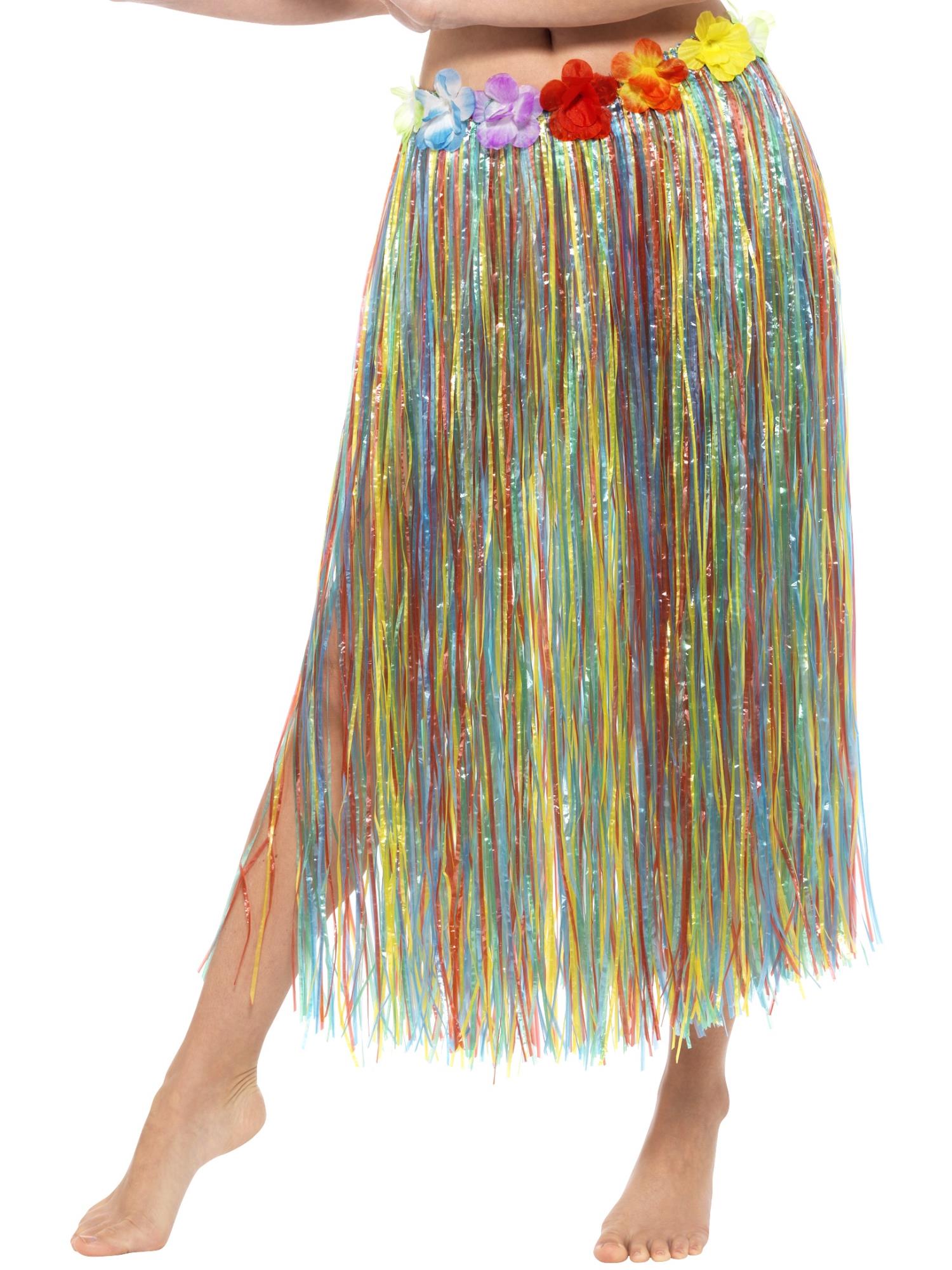 Hawaiian Hula Skirt with Flowers, with Velcro, Mul 1