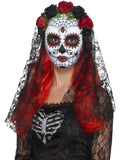 Day of the Dead Senorita Mask, Full Face, Red & Bl 1