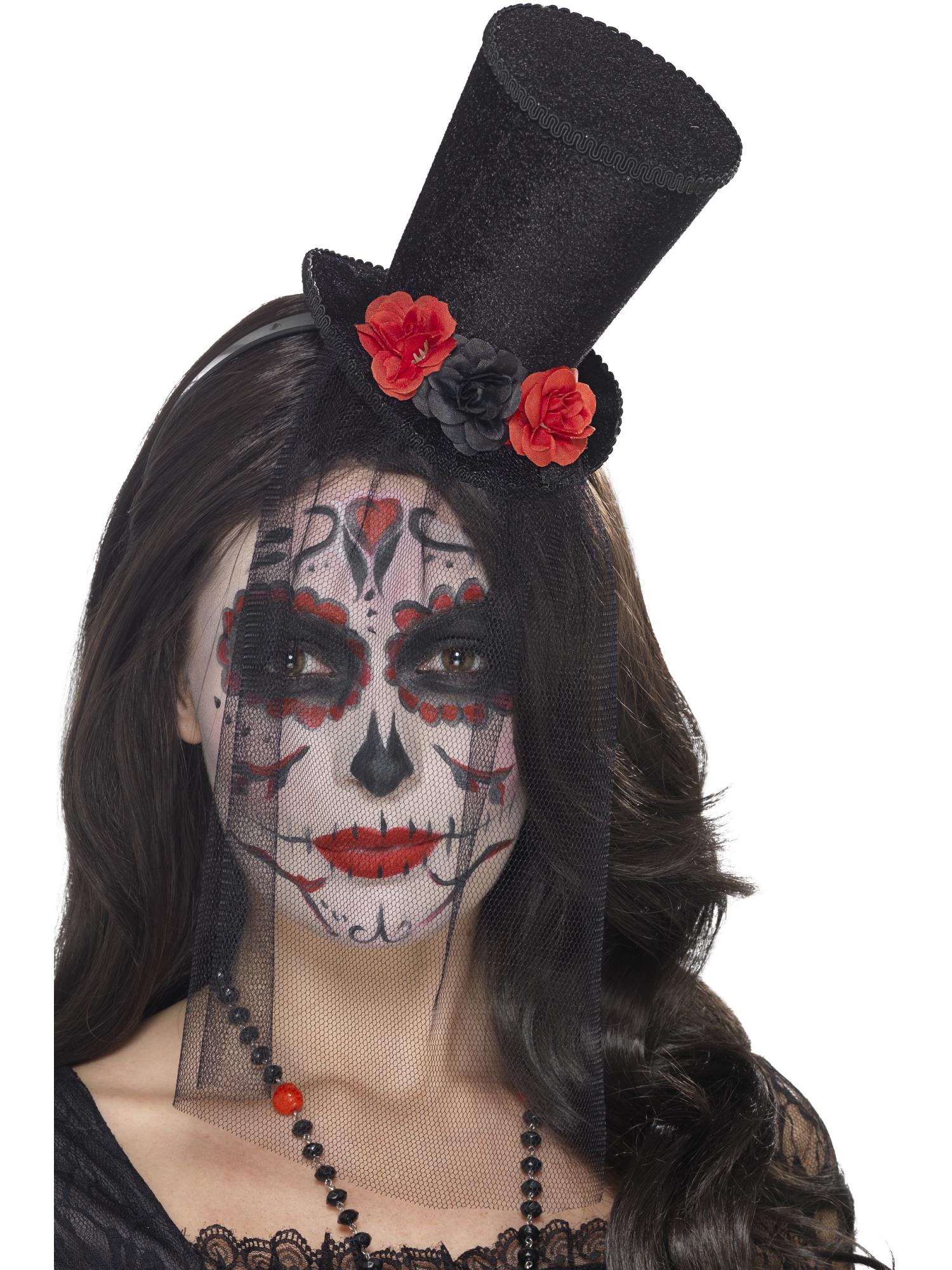 Day of the Dead Mini Top Hat, Black 1