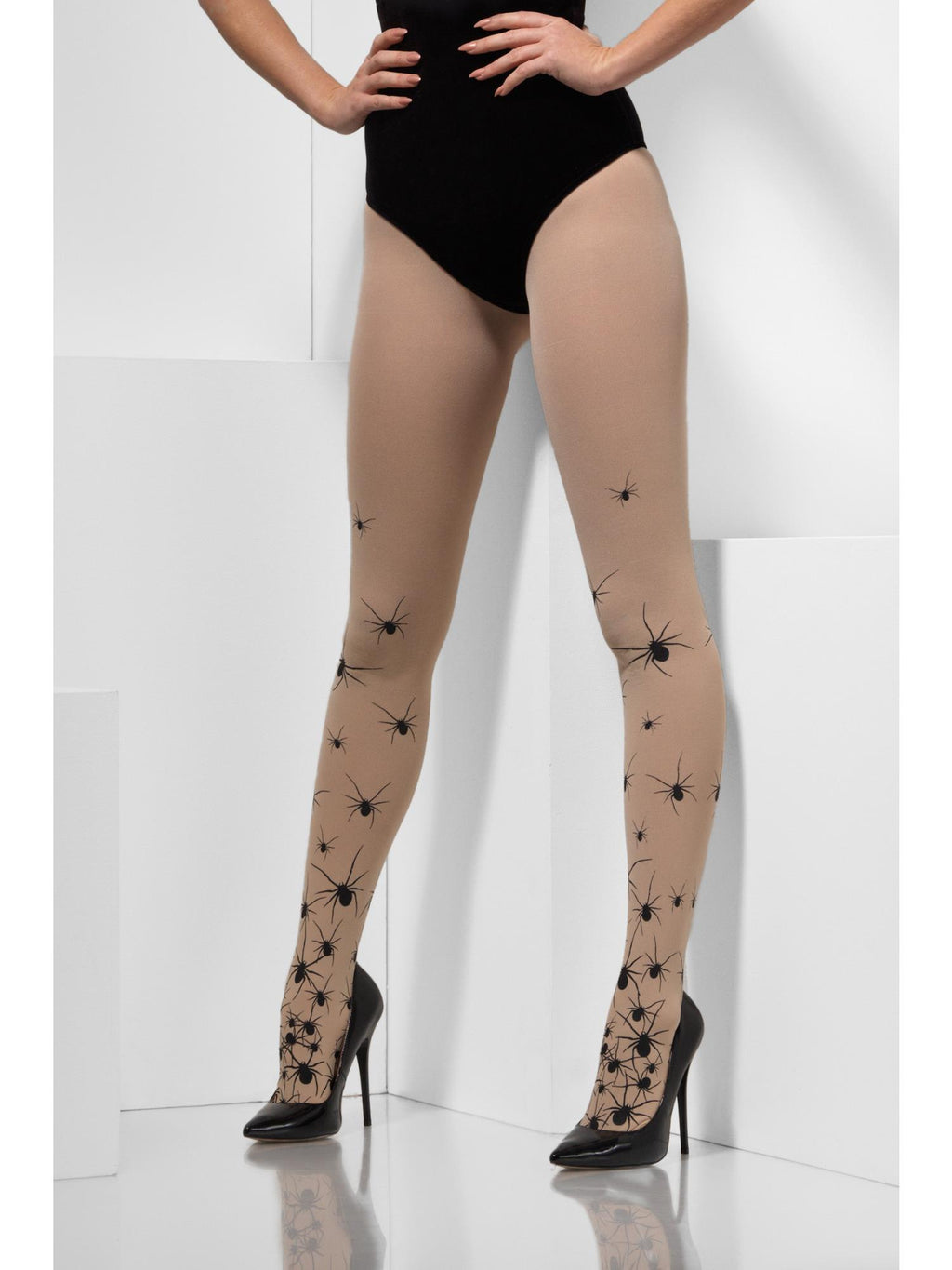 Opaque Tights with Spiders, Nude & Black 1