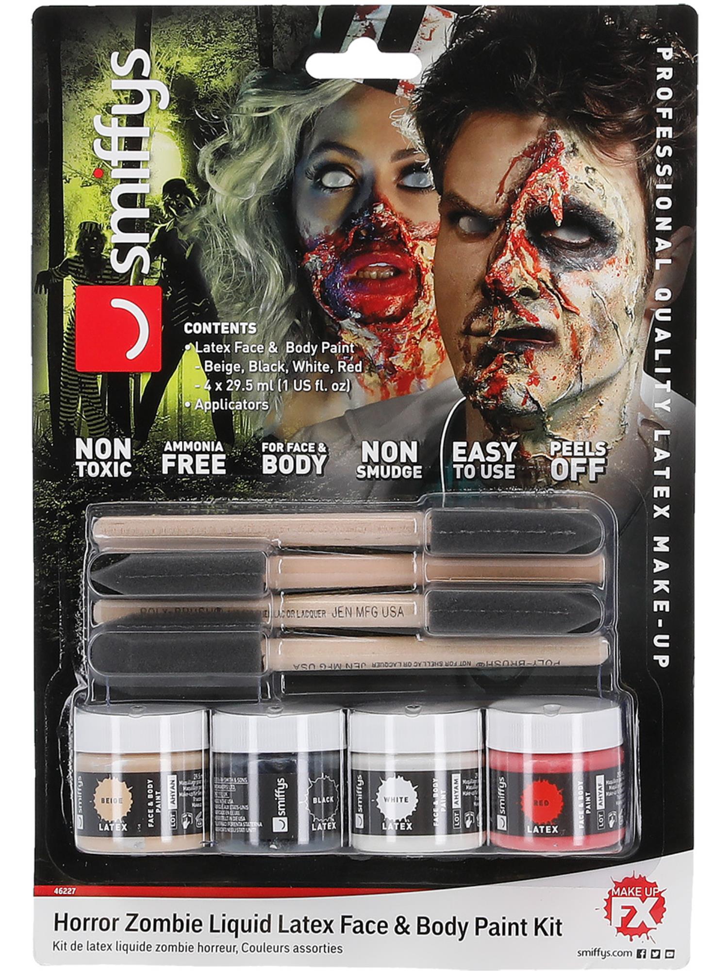 Smiffys Make-Up FX, Zombie Liquid Latex Kit, Assor 2