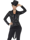 Sequin Tailcoat Jacket, Ladies, Black 1