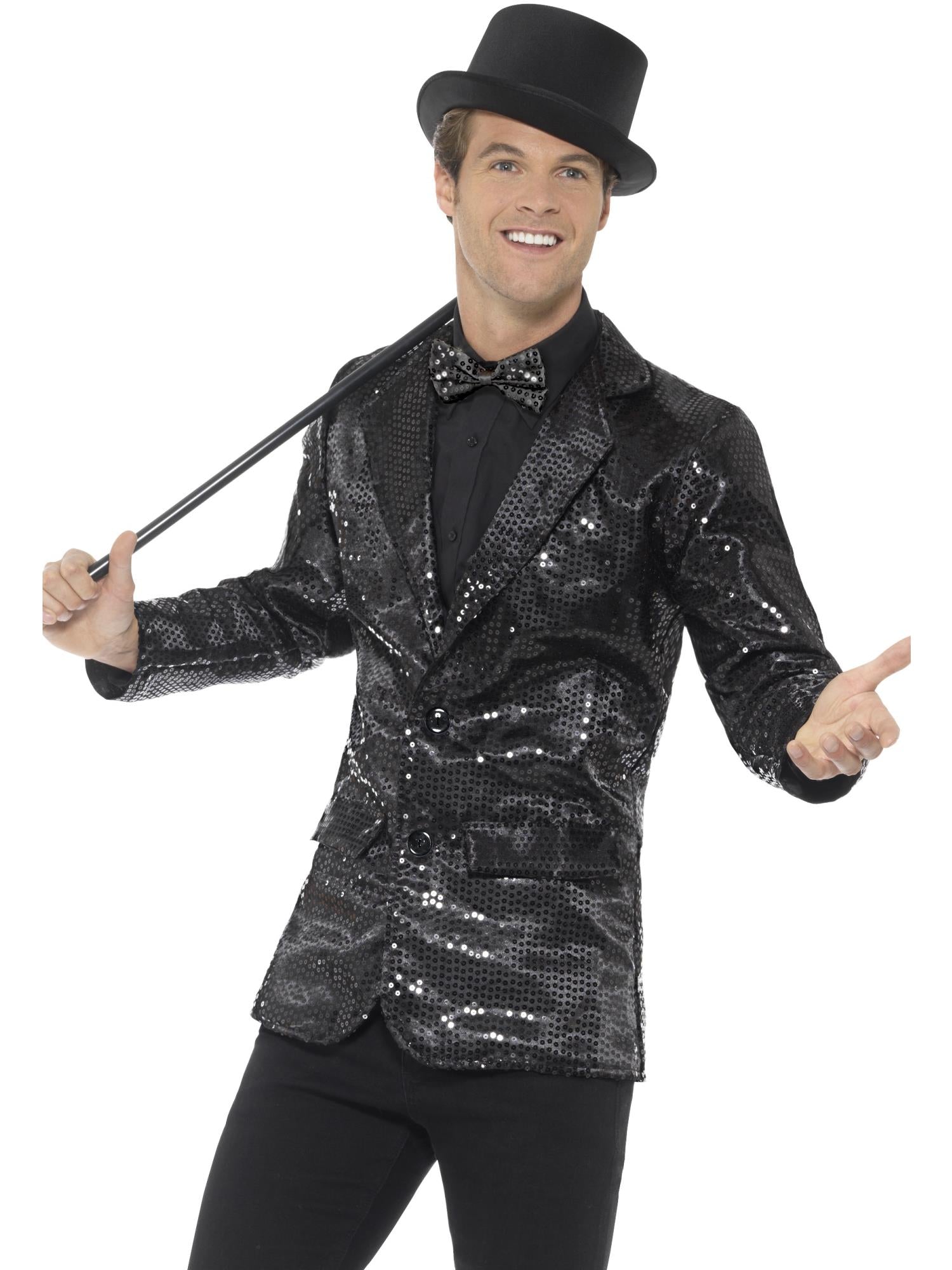 Sequin Jacket, Mens, Black 1