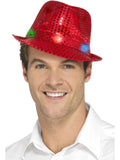 Light Up Sequin Trilby Hat, Red 1