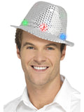 Light Up Sequin Trilby Hat, Silver 1
