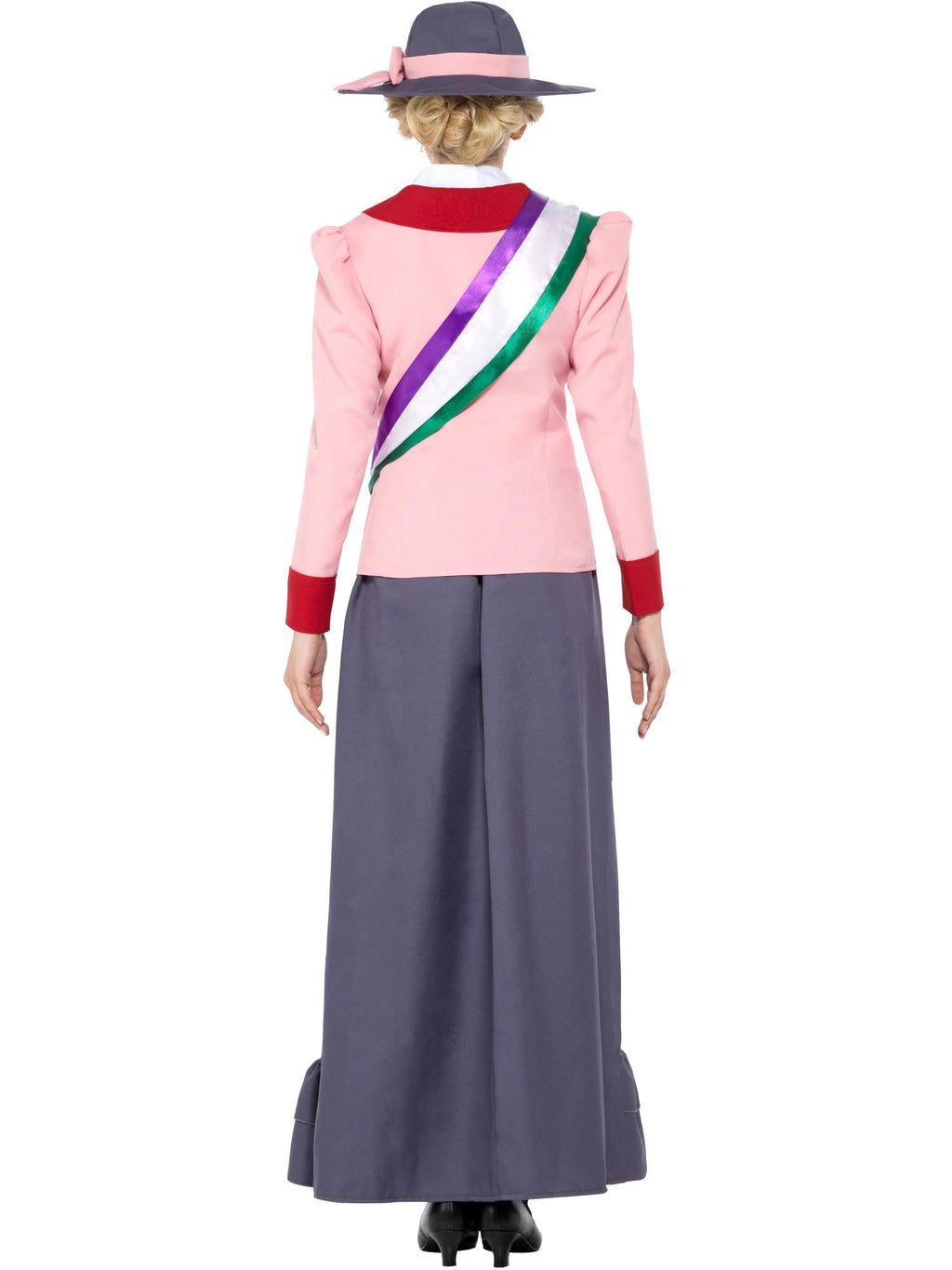 Deluxe Victorian Suffragette Costume, Grey & Pink 2