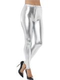 80s Metallic Disco Leggings, Silver 1