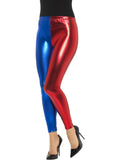 Jester Cosplay Leggings, Metallic, Blue & Red 1