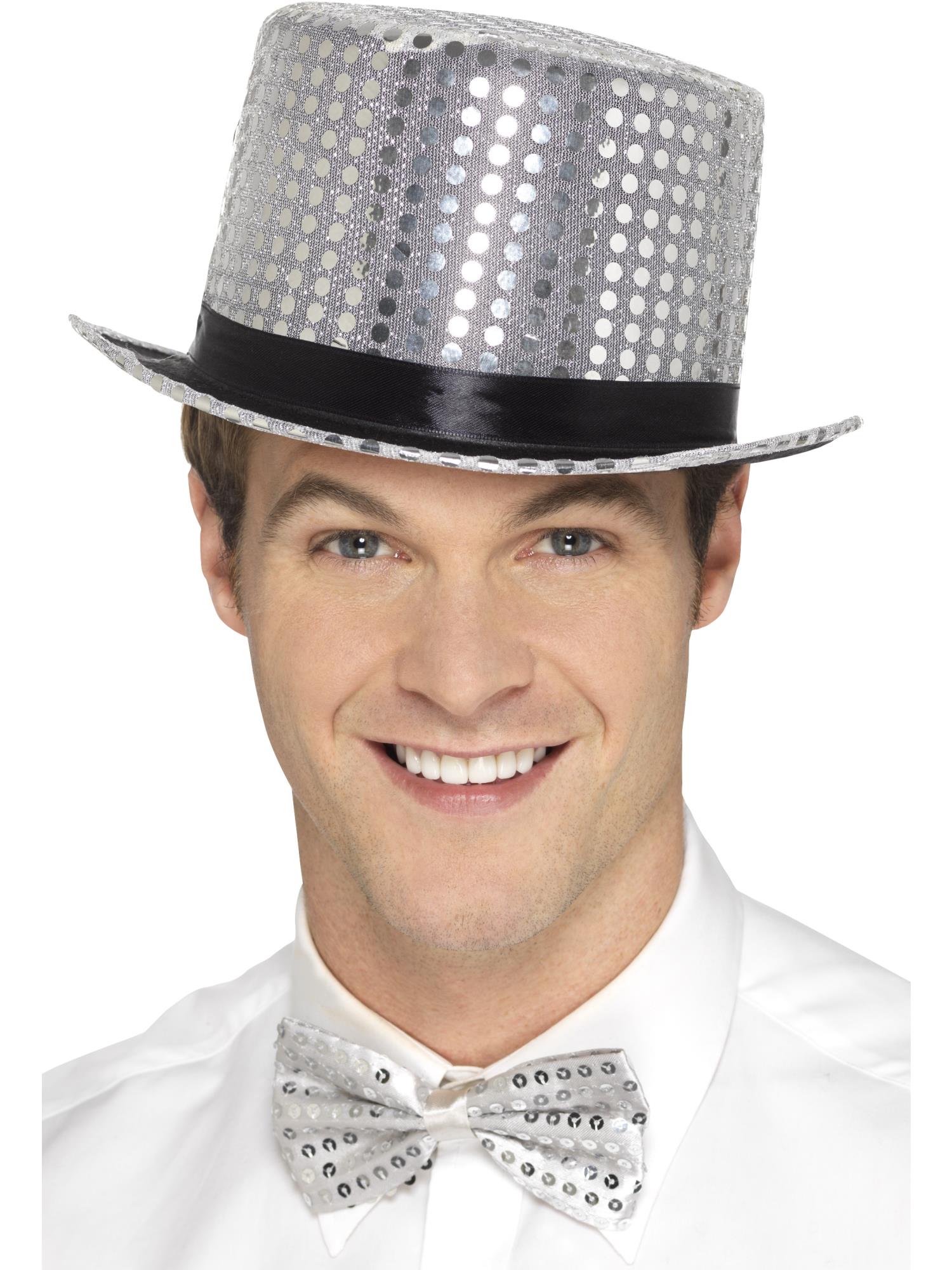 Sequin Top Hat, Silver 1