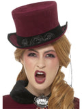 Deluxe Victorian Vampiress Hat, Burgundy 1