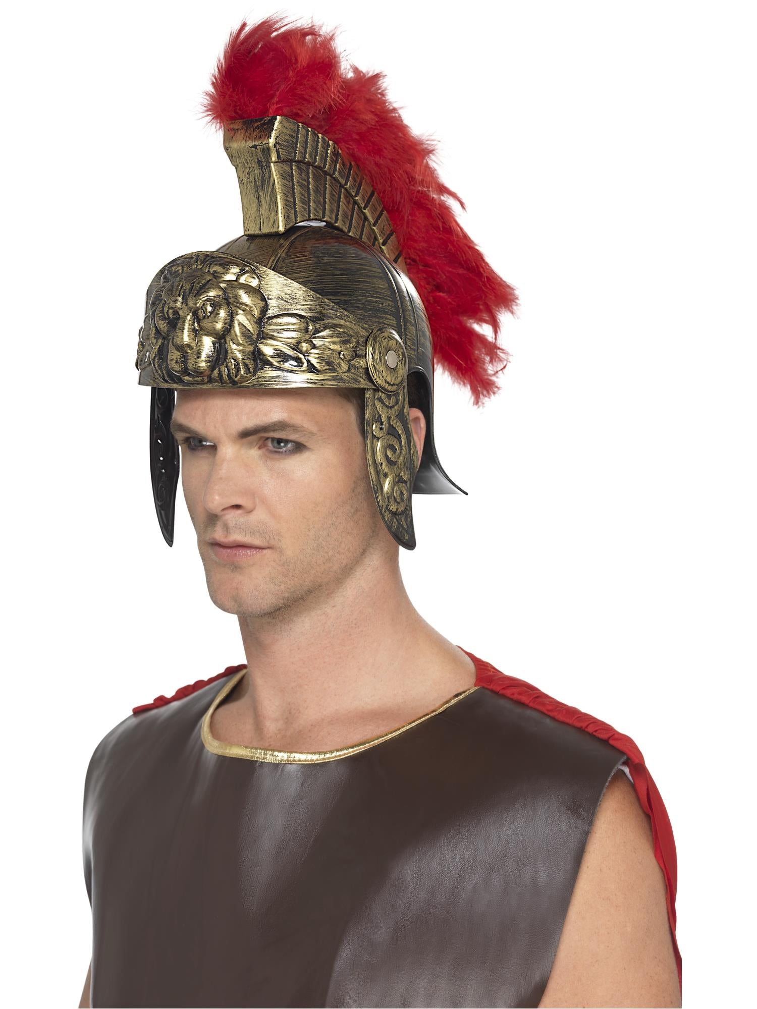 Roman Spartan Helmet, Gold & Red 1