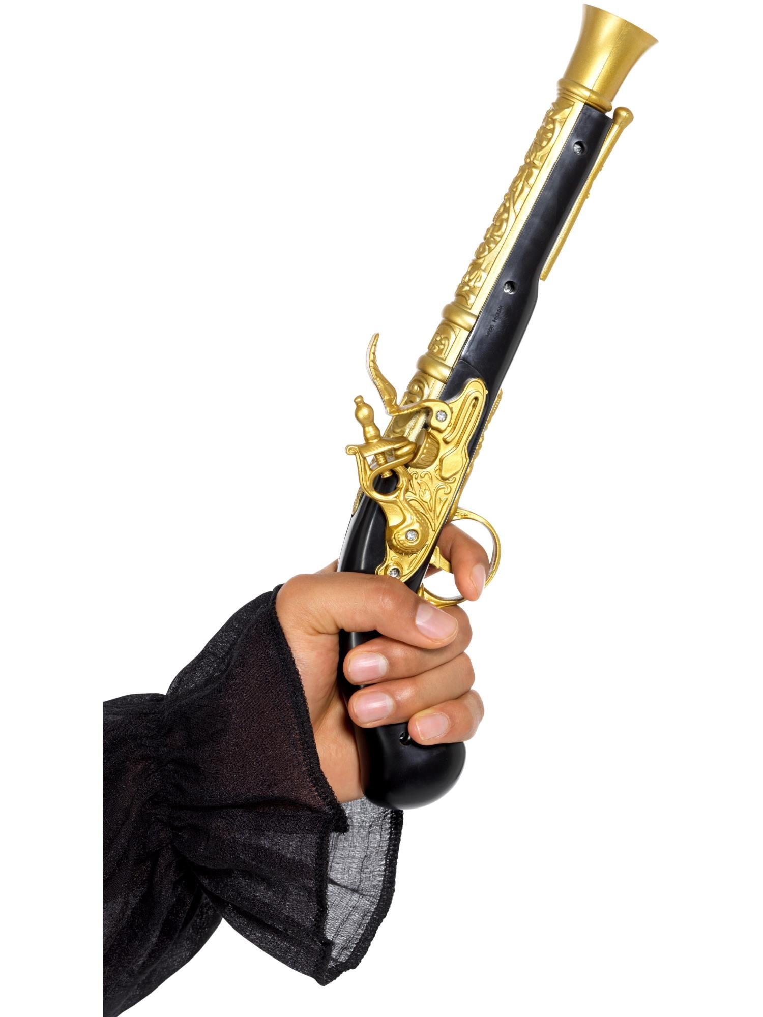 Realistic Pirate Blunderbuss Pistol, Black & Gold 1