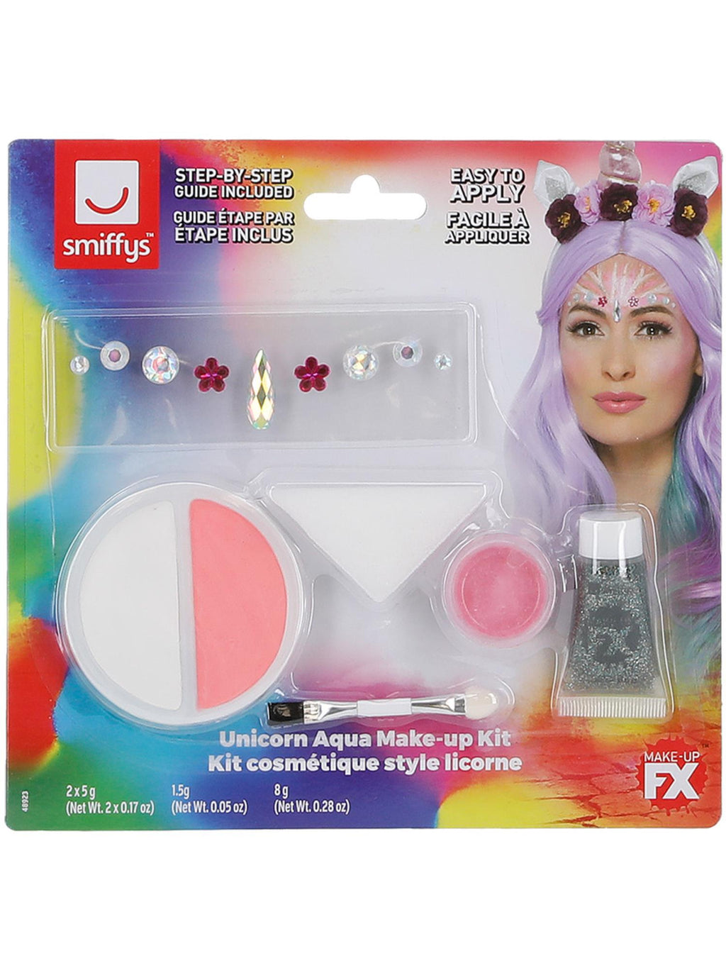 Smiffys Make-Up FX, Unicorn Kit, Aqua, Multi-Colou 2