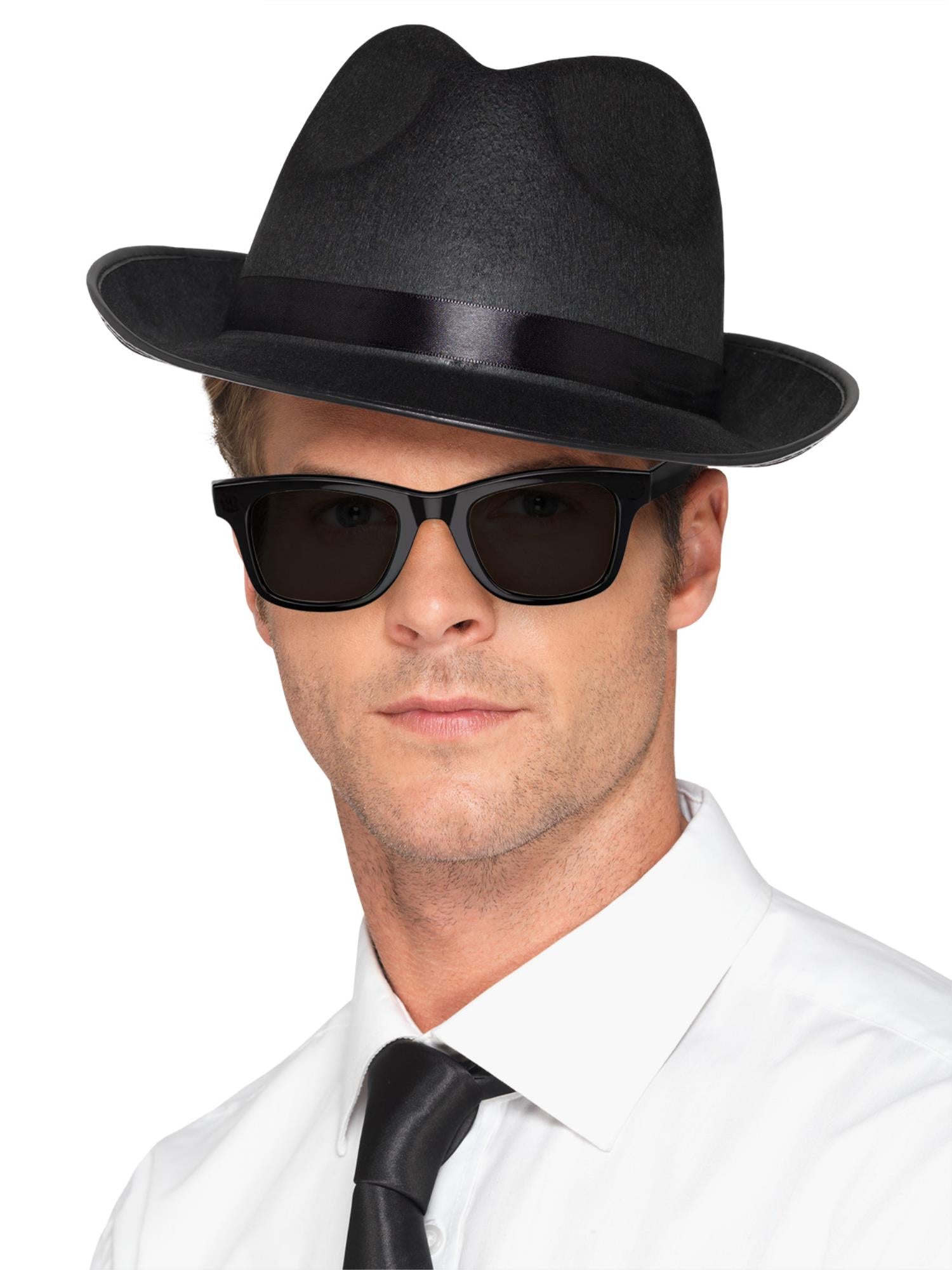 20s Wide Brim Fedora Hat, Black 1