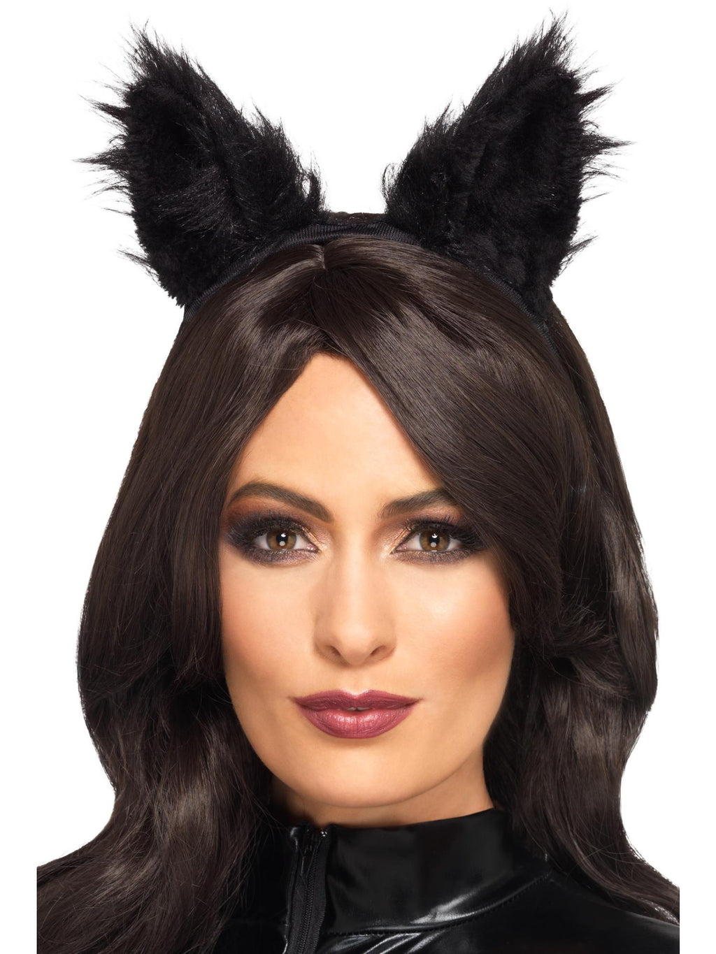 Long Pile Fur Cat Ears, Black 1