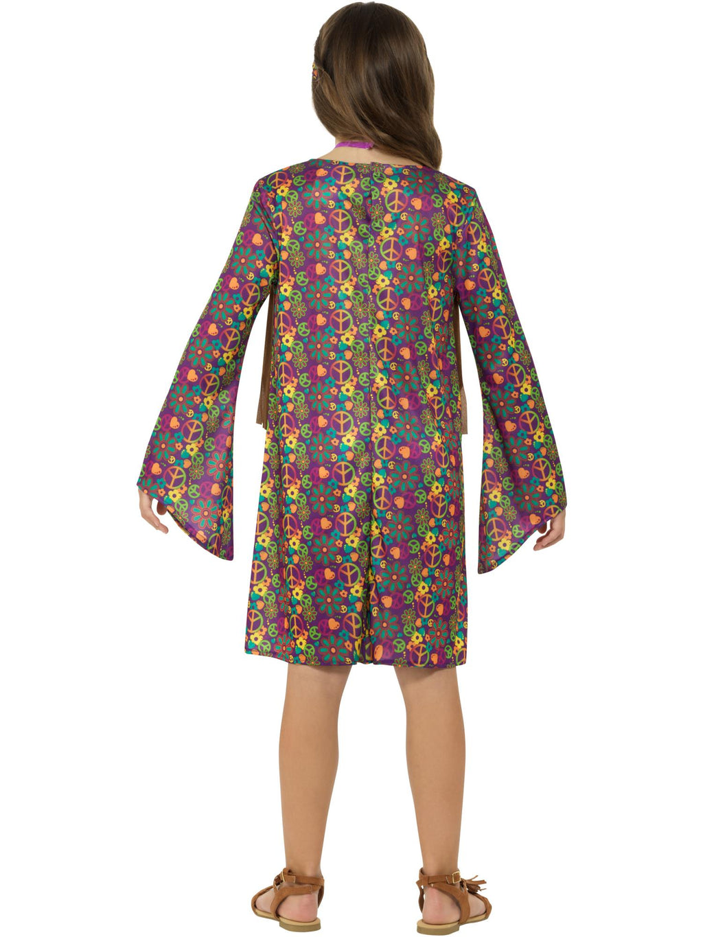 Hippie Girl Costume, with Dress, Multi-Coloured 2