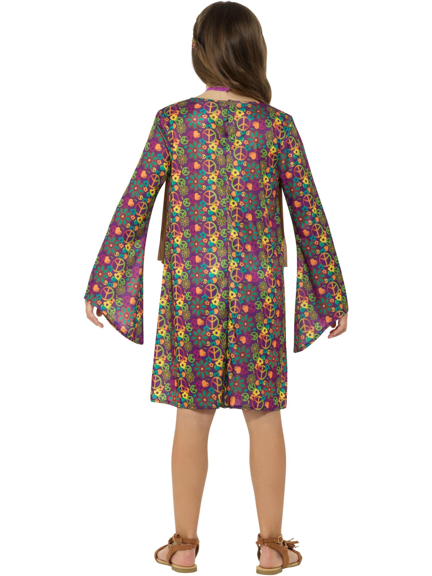 Hippie Girl Costume, with Dress, Multi-Coloured 2