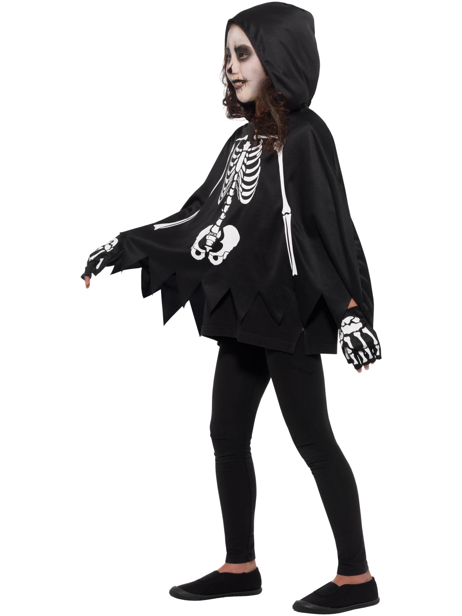Kids Unisex Skeleton Poncho, with Gloves 3