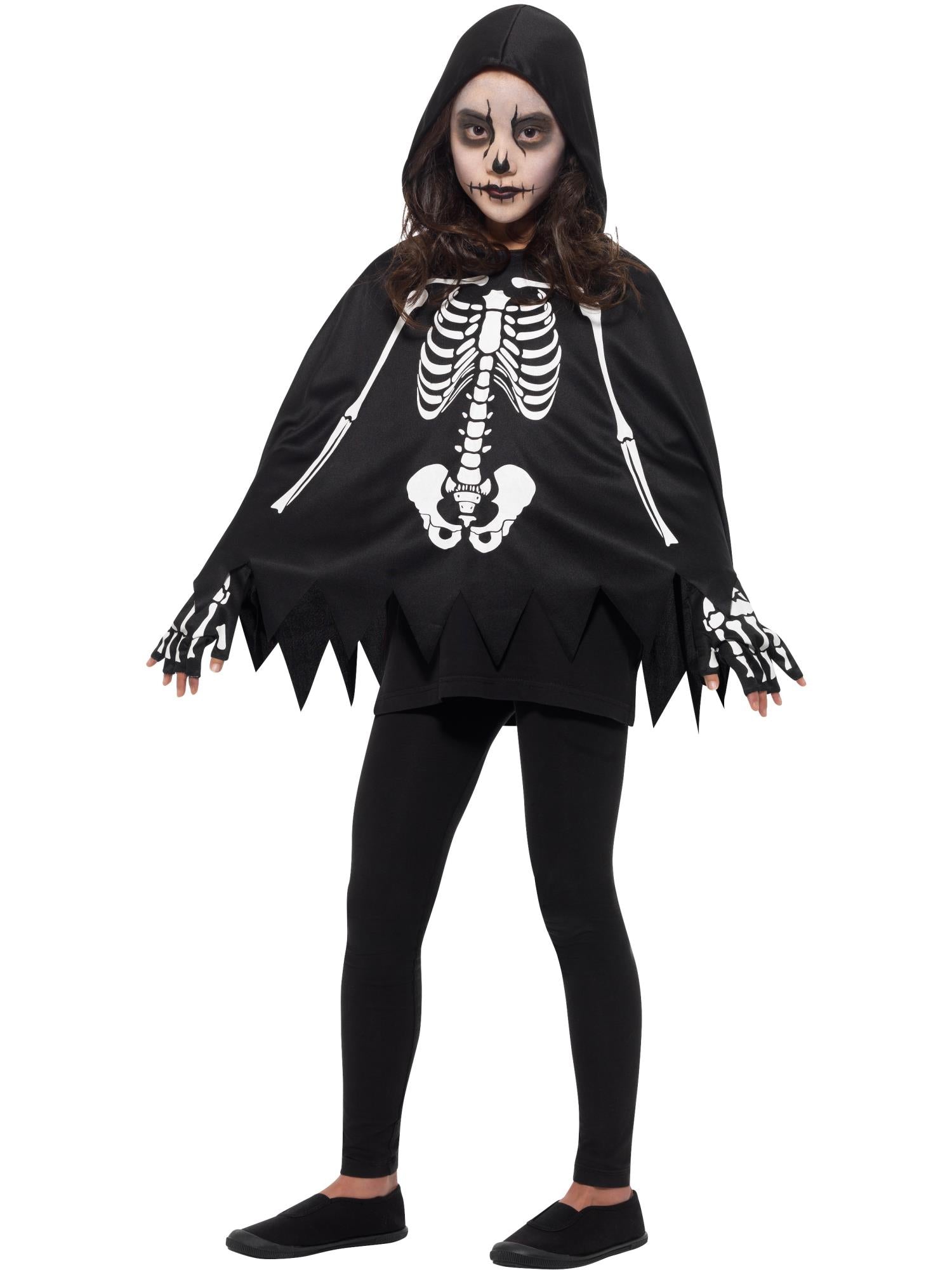 Kids Unisex Skeleton Poncho, with Gloves 1
