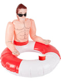 Inflatable Lifeguard Hunk Swim Ring, Red & White 1