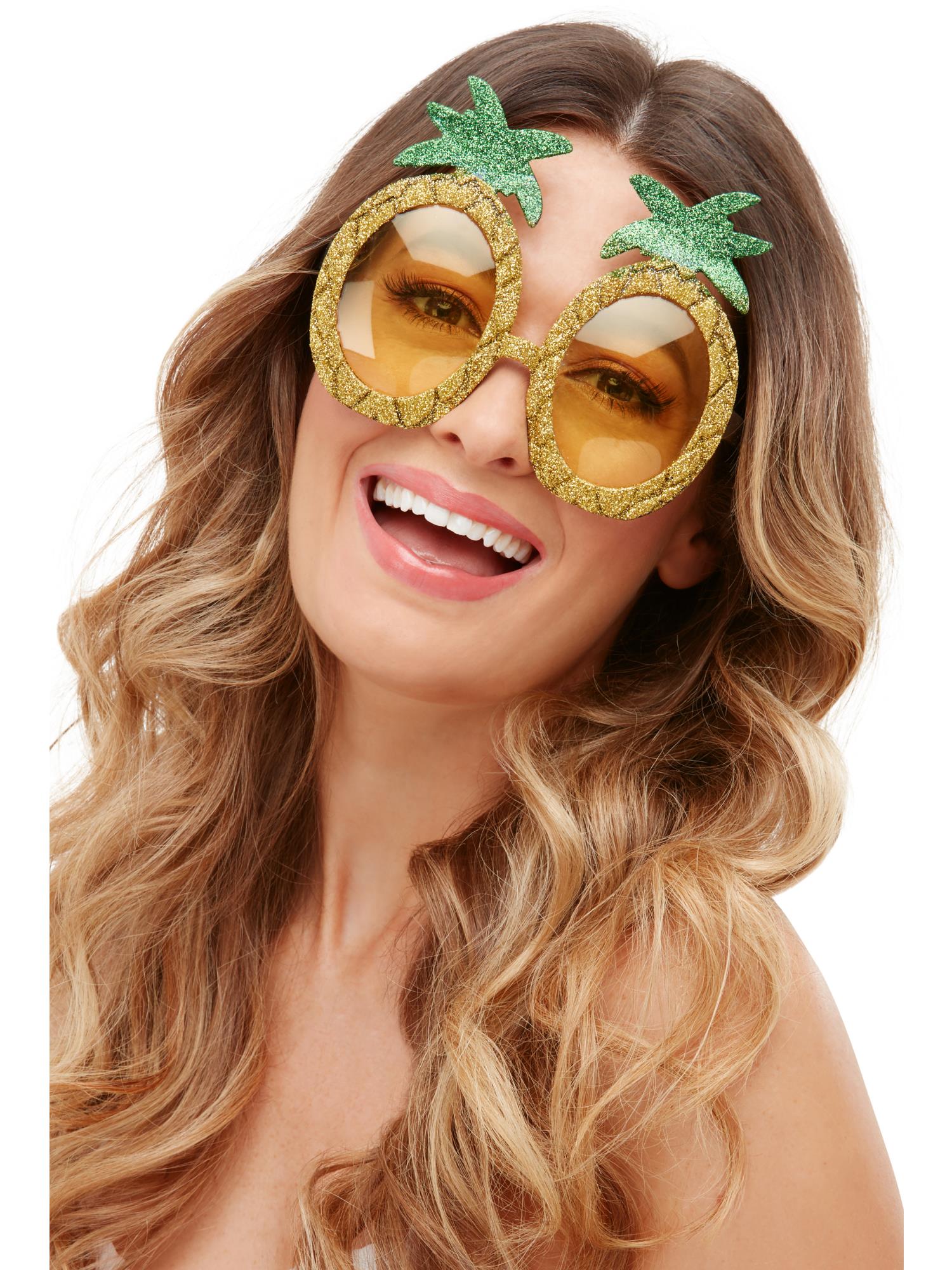 Tropical Pineapple Glitter Glasses, Yellow 1