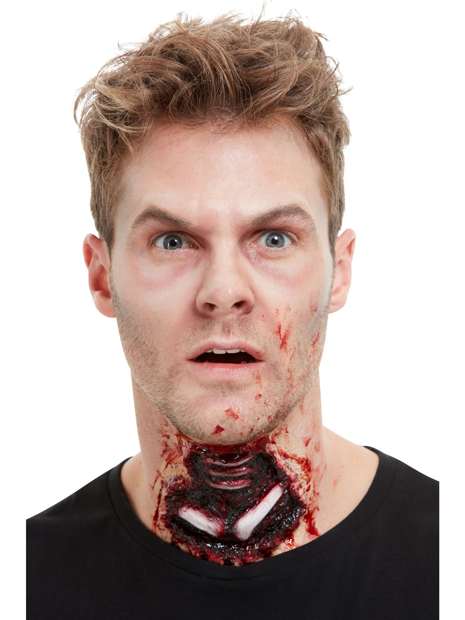 Smiffys Make-Up FX, Latex Exposed Throat Wound, Re 1