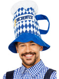 Beer Festival Beer Hat, Blue & White Chequered 1