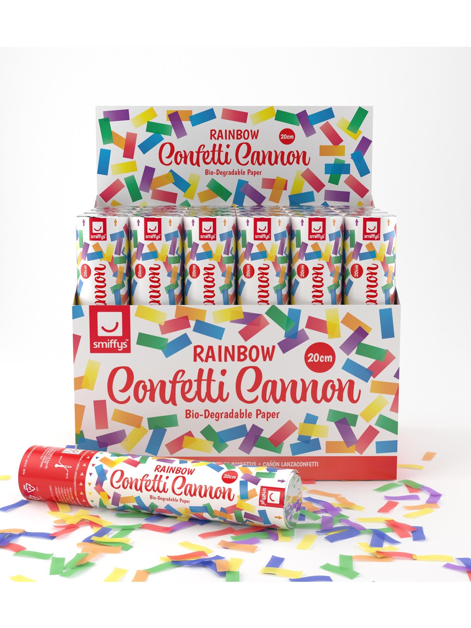 20cm Party Time Confetti Cannon, Rainbow, DB of 24 1